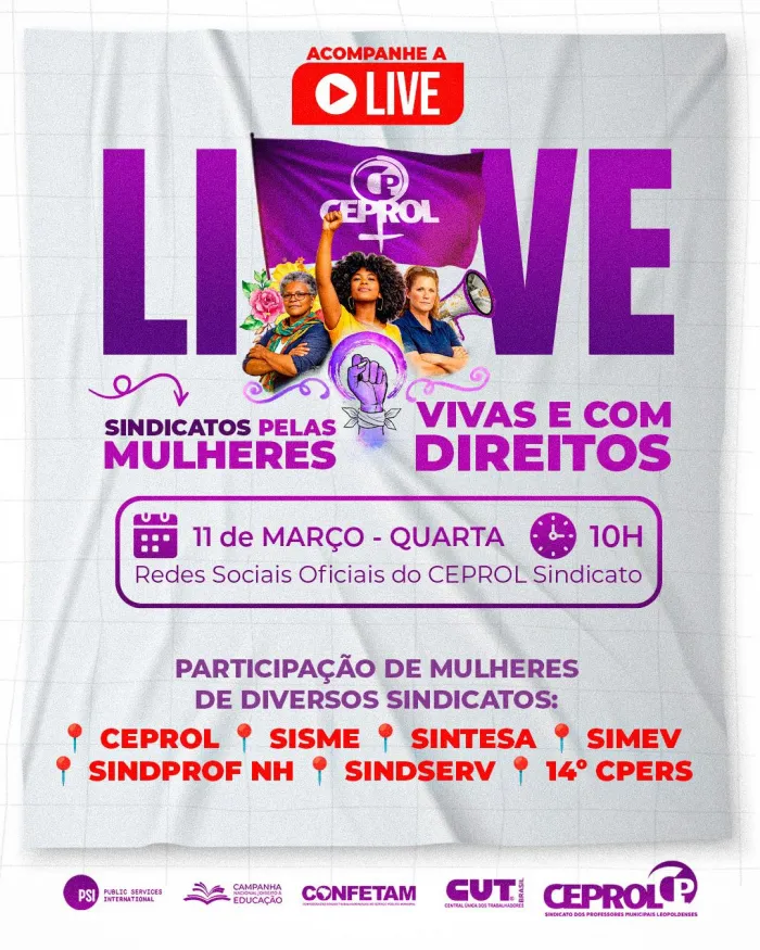 LIVE - SINDICATOS EM REDE PELAS MULHERES: VIVAS E COM DIREITOS